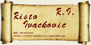 Risto Ivačković vizit kartica